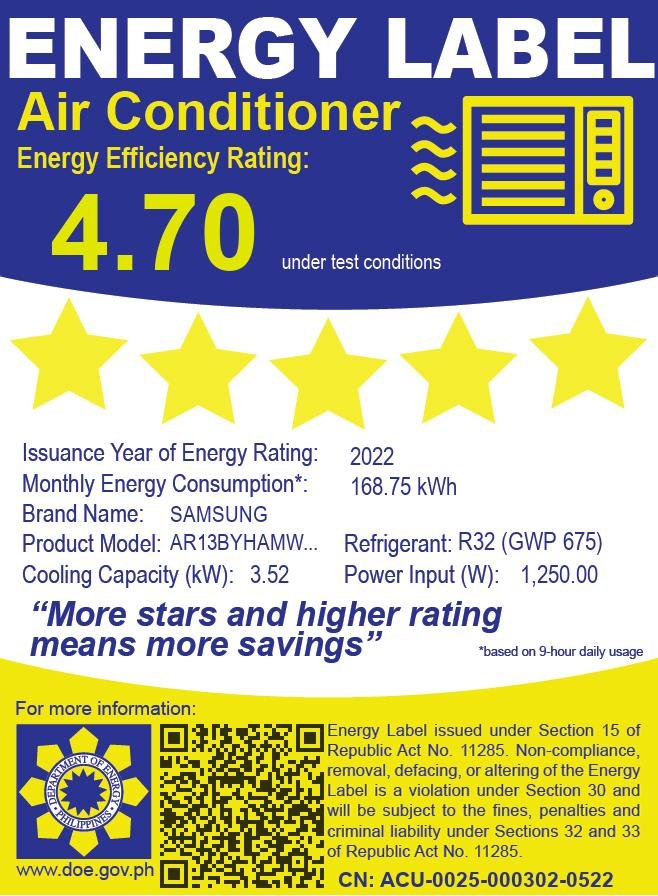 samsung wind free power consumption